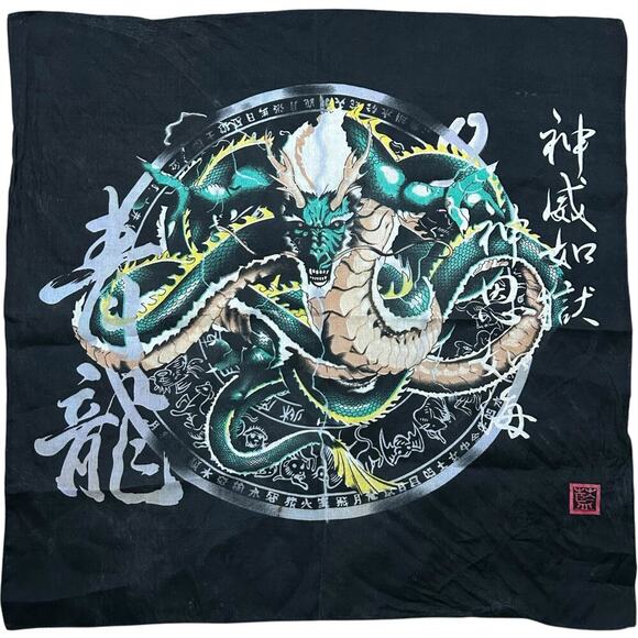 The Azure Dragon Y2K Chinese Sacred Beast Bandana Hankerchief - Picture 1 of 3